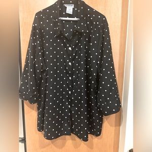 Polka dot black button down blouse